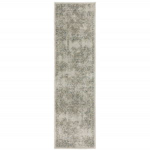 HomeRoots 8' Elegant Beige and Gray Oriental Distressed Runner Rug - Durable, Stain-Resistant Design for Homes 2'3" x 7'6" 508167