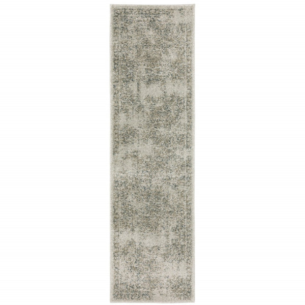HomeRoots 8' Elegant Beige and Gray Oriental Distressed Runner Rug - Durable, Stain-Resistant Design for Homes 2'3" x 7'6" 508167