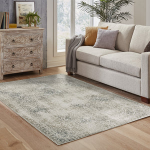 HomeRoots 8' Elegant Beige and Gray Oriental Distressed Runner Rug - Durable, Stain-Resistant Design for Homes 3' x 5' 508168