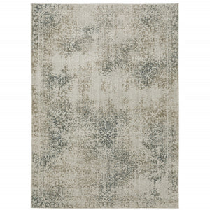 HomeRoots 8' Elegant Beige and Gray Oriental Distressed Runner Rug - Durable, Stain-Resistant Design for Homes 5' X 8' 508169
