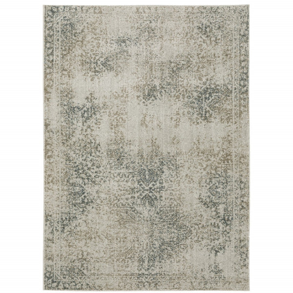 HomeRoots 8' Elegant Beige and Gray Oriental Distressed Runner Rug - Durable, Stain-Resistant Design for Homes 8' X 11' 508171