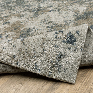 HomeRoots 8' Blue and Beige Abstract Distressed Runner Rug - Modern Design, Stain-Resistant, Family-Friendly Decor 2'3" x 7'6" 508173