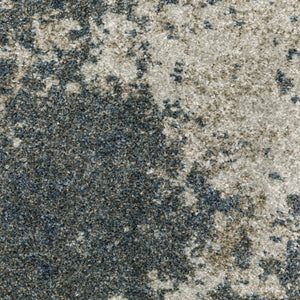 HomeRoots 8' Blue and Beige Abstract Distressed Runner Rug - Modern Design, Stain-Resistant, Family-Friendly Decor 3' x 5' 508174