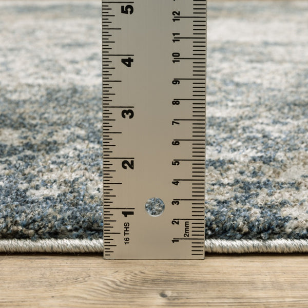 HomeRoots 8' Blue and Beige Abstract Distressed Runner Rug - Modern Design, Stain-Resistant, Family-Friendly Decor 3' x 5' 508174