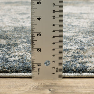 HomeRoots 8' Blue and Beige Abstract Distressed Runner Rug - Modern Design, Stain-Resistant, Family-Friendly Decor 5' X 8' 508175