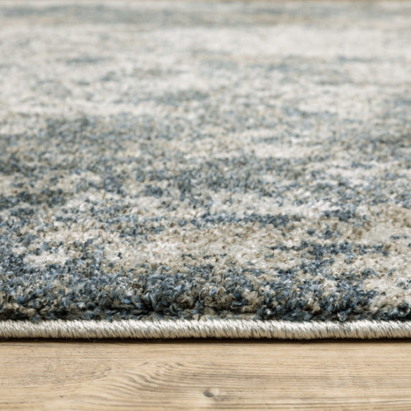 HomeRoots 8' Blue and Beige Abstract Distressed Runner Rug - Modern Design, Stain-Resistant, Family-Friendly Decor 8' X 11' 508177