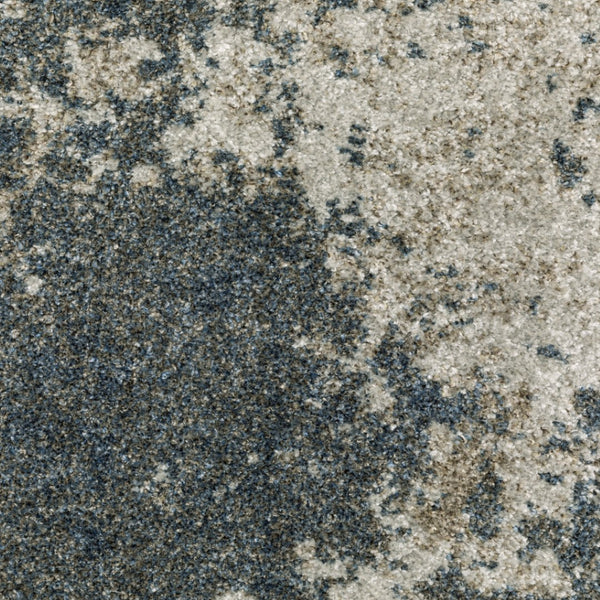 HomeRoots 8' Blue and Beige Abstract Distressed Runner Rug - Modern Design, Stain-Resistant, Family-Friendly Decor 10' X 13' 508178