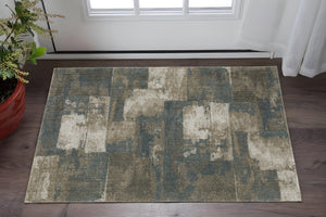 HomeRoots 8' Teal Blue & Brown Geometric Runner Rug - Stylish, Durable, Stain-Resistant for Busy Homes 3' x 5' 508180