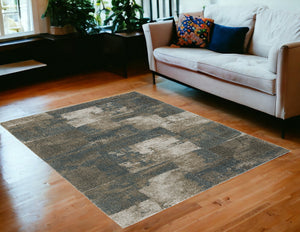 Homeroots 5' X 8' Teal Blue Geometric Power Loom Area Rug  Polyester 508181