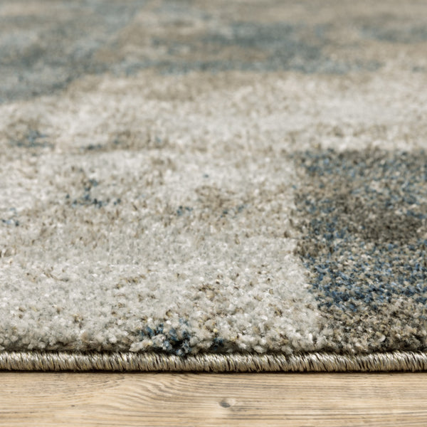 Homeroots 7' X 10' Teal Blue Geometric Power Loom Area Rug  Polyester 508182