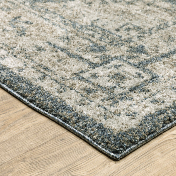 HomeRoots 8' Blue and Beige Oriental Runner Rug – Stylish Abstract Pattern for Hallways, Easy Care & Durable 2'3" x 7'6" 508185