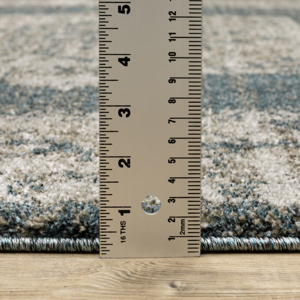 HomeRoots 8' Blue and Beige Oriental Runner Rug – Stylish Abstract Pattern for Hallways, Easy Care & Durable 2'3" x 7'6" 508185