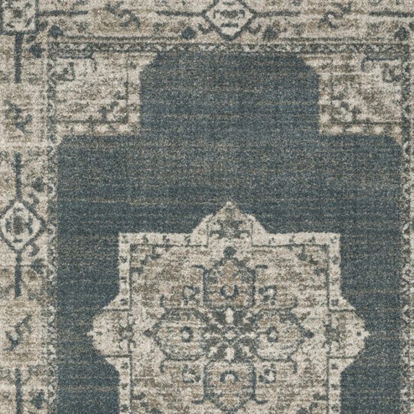 HomeRoots 8' Blue and Beige Oriental Runner Rug – Stylish Abstract Pattern for Hallways, Easy Care & Durable 5' X 8' 508187