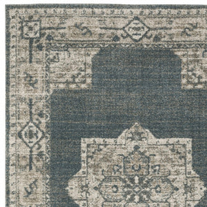 HomeRoots 8' Blue and Beige Oriental Runner Rug – Stylish Abstract Pattern for Hallways, Easy Care & Durable 8' X 11' 508189