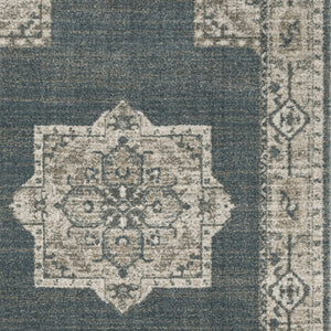 HomeRoots 8' Blue and Beige Oriental Runner Rug – Stylish Abstract Pattern for Hallways, Easy Care & Durable 10' X 13' 508190