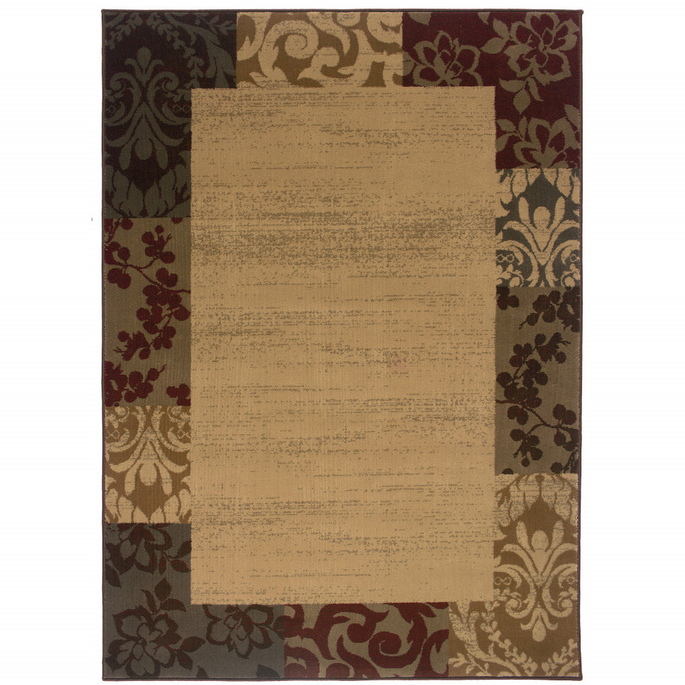 Homeroots 10' X 13' Beige Red Green Gold And Grey Abstract Power Loom Stain Resistant Area Rug  Polypropylene 508196