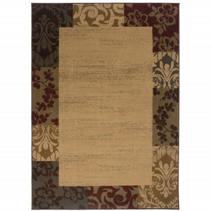 Homeroots 10' X 13' Beige Red Green Gold And Grey Abstract Power Loom Stain Resistant Area Rug  Polypropylene 508196