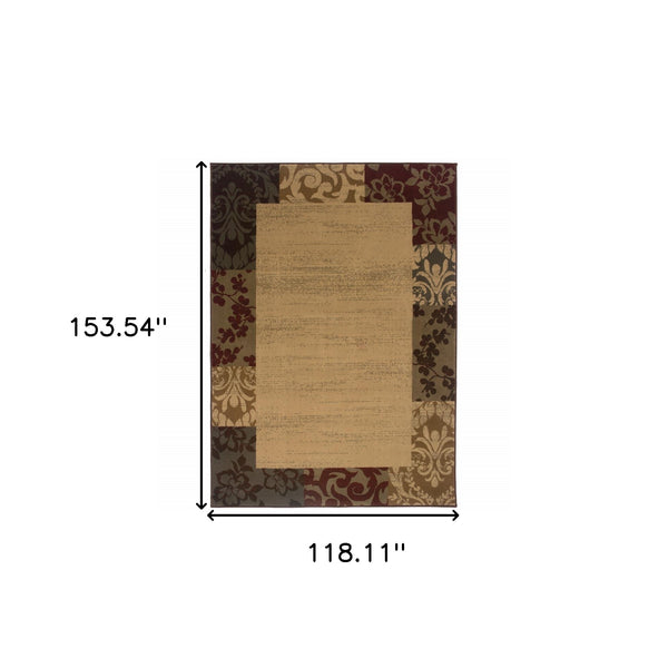 Homeroots 10' X 13' Beige Red Green Gold And Grey Abstract Power Loom Stain Resistant Area Rug  Polypropylene 508196