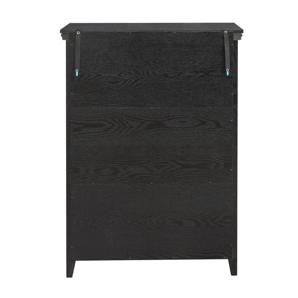 English Elm Modern 5 Drawers Dresser with Smooth Glide Drawers, Stylish Metal Handles & Unique Stable Feet Organizer for Bedroom and Living Room Storage (45.87"L x 20.08"W x 11.03"H) Black W2275P149804