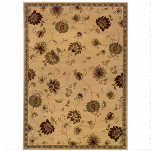 Homeroots 5' X 8' Ivory Green Brown Blue And Rust Floral Power Loom Stain Resistant Area Rug  Polypropylene 508206