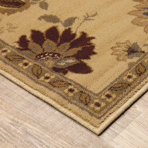 Homeroots 5' X 8' Ivory Green Brown Blue And Rust Floral Power Loom Stain Resistant Area Rug  Polypropylene 508206