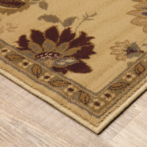 Homeroots 10' X 13' Ivory Green Brown Blue And Rust Floral Power Loom Stain Resistant Area Rug  Polypropylene 508208
