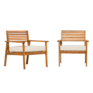 Modern Acacia Wood Outdoor Zander Club Chair Set of 2 - Stylish, Sustainable Comfort for Your Patio