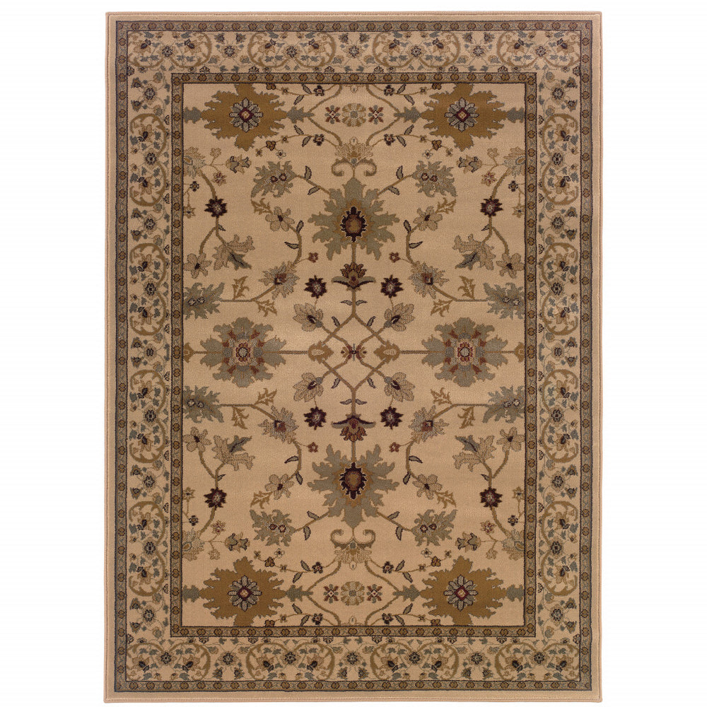 Homeroots 10' X 13' Ivory Oriental Power Loom Stain Resistant Area Rug  Polypropylene 508232