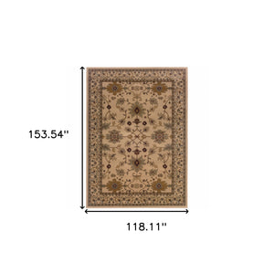 Homeroots 10' X 13' Ivory Oriental Power Loom Stain Resistant Area Rug  Polypropylene 508232