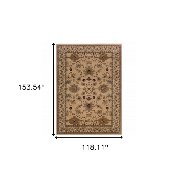 Homeroots 10' X 13' Ivory Oriental Power Loom Stain Resistant Area Rug  Polypropylene 508232
