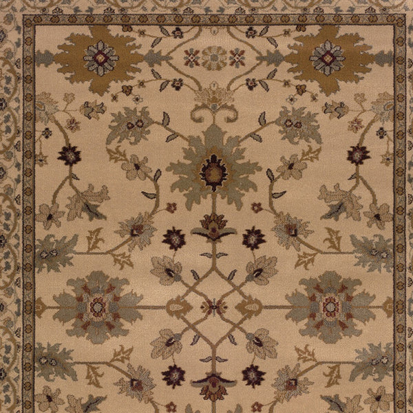 Homeroots 10' X 13' Ivory Oriental Power Loom Stain Resistant Area Rug  Polypropylene 508232
