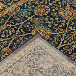 Homeroots 10' X 13' Blue And Gold Oriental Power Loom Stain Resistant Area Rug  Polypropylene 508250