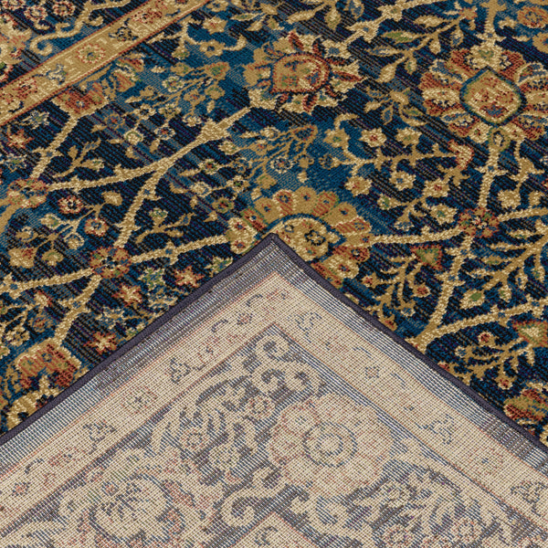 Homeroots 10' X 13' Blue And Gold Oriental Power Loom Stain Resistant Area Rug  Polypropylene 508250