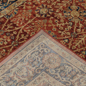 Homeroots 10' X 13' Red And Blue Oriental Power Loom Stain Resistant Area Rug  Polypropylene 508256