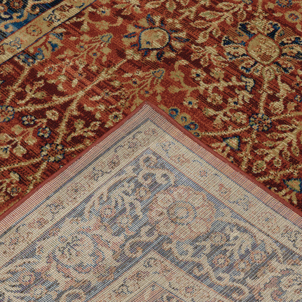 Homeroots 10' X 13' Red And Blue Oriental Power Loom Stain Resistant Area Rug  Polypropylene 508256