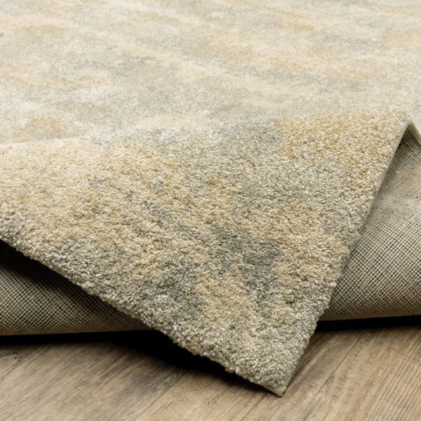 HomeRoots 2' Abstract Power Loom Runner Rug in Grey, Ivory, Beige, and Taupe – Durable, Stain Resistant Design Beige/ Grey 2'3" x 7'6" 508278