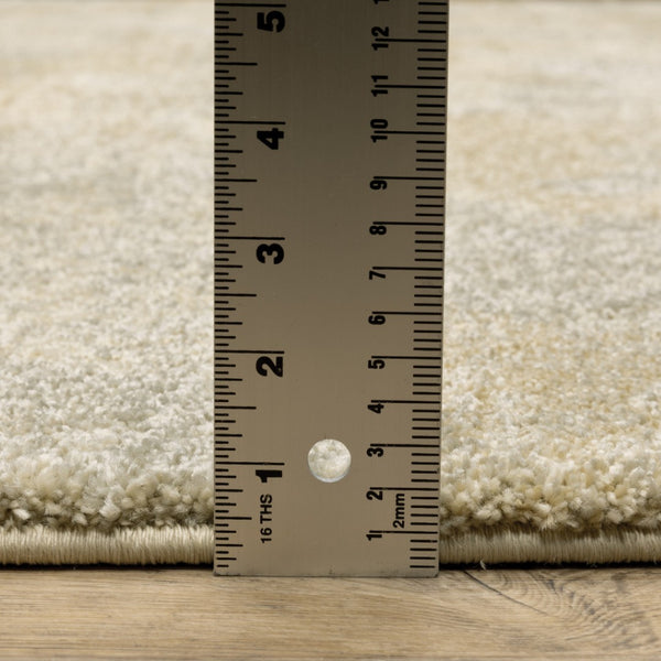 HomeRoots 2' Abstract Power Loom Runner Rug in Grey, Ivory, Beige, and Taupe – Durable, Stain Resistant Design 4' X 5' 508279