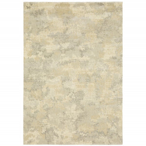 HomeRoots 2' Abstract Power Loom Runner Rug in Grey, Ivory, Beige, and Taupe – Durable, Stain Resistant Design 7' X 10' 508281