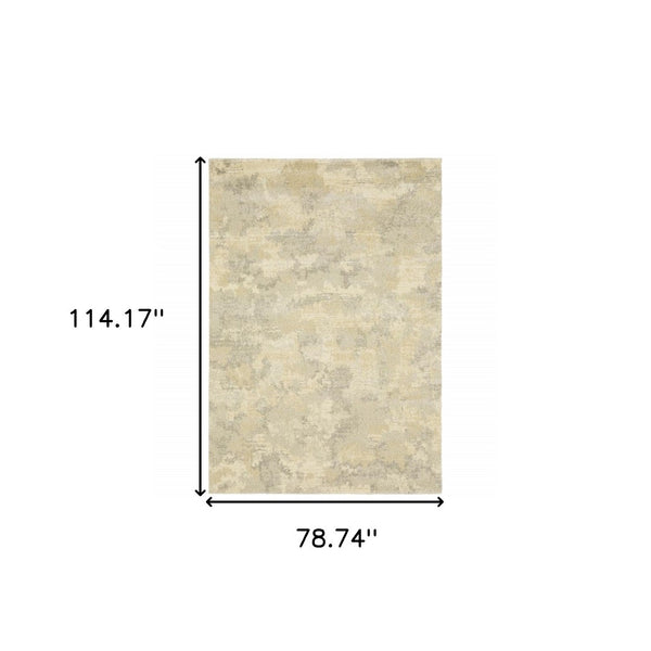 HomeRoots 2' Abstract Power Loom Runner Rug in Grey, Ivory, Beige, and Taupe – Durable, Stain Resistant Design 7' X 10' 508281
