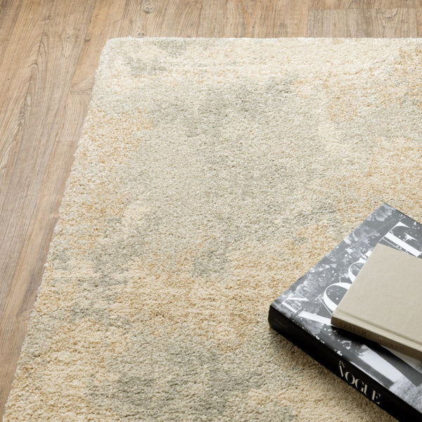HomeRoots 2' Abstract Power Loom Runner Rug in Grey, Ivory, Beige, and Taupe – Durable, Stain Resistant Design 7' X 10' 508281
