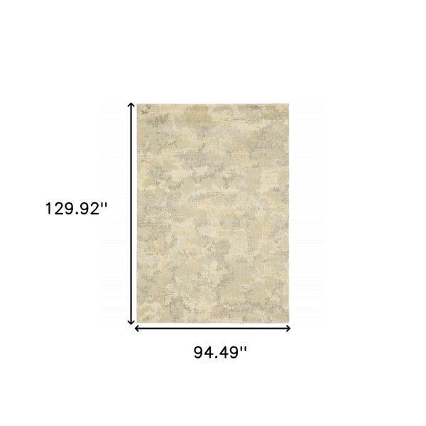 HomeRoots 2' Abstract Power Loom Runner Rug in Grey, Ivory, Beige, and Taupe – Durable, Stain Resistant Design 8' X 11' 508282
