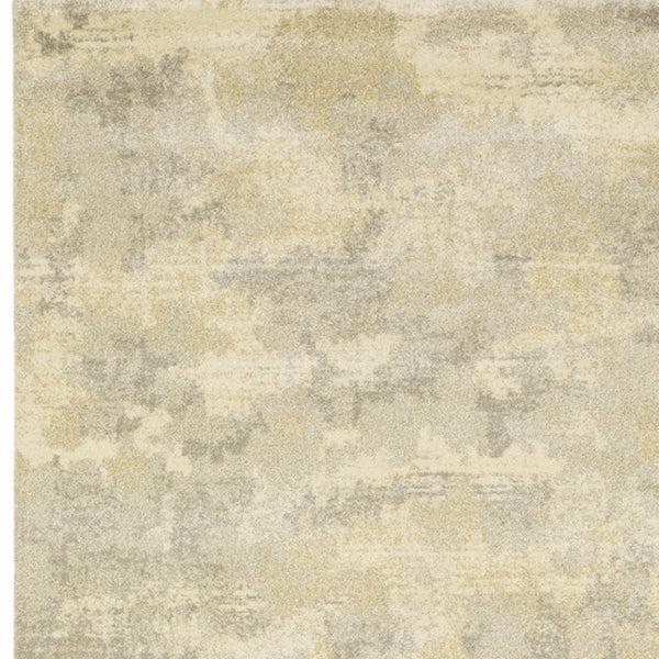 HomeRoots 2' Abstract Power Loom Runner Rug in Grey, Ivory, Beige, and Taupe – Durable, Stain Resistant Design 8' X 11' 508282