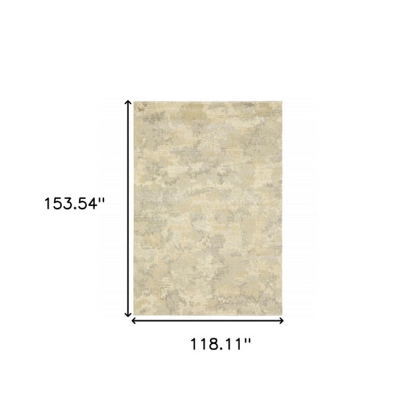 HomeRoots 2' Abstract Power Loom Runner Rug in Grey, Ivory, Beige, and Taupe – Durable, Stain Resistant Design 10' X 13' 508283