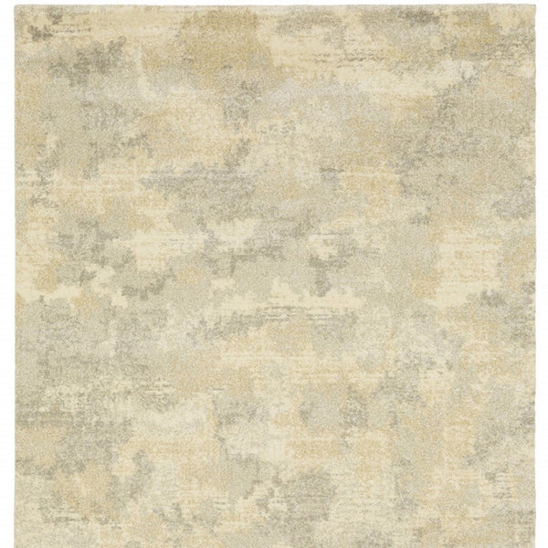 HomeRoots 2' Abstract Power Loom Runner Rug in Grey, Ivory, Beige, and Taupe – Durable, Stain Resistant Design 10' X 13' 508283