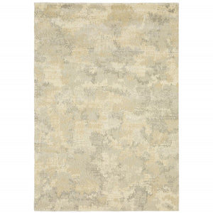 HomeRoots 2' Abstract Power Loom Runner Rug in Grey, Ivory, Beige, and Taupe – Durable, Stain Resistant Design 10' X 13' 508283