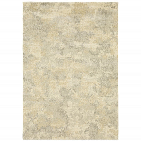 HomeRoots 2' Abstract Power Loom Runner Rug in Grey, Ivory, Beige, and Taupe – Durable, Stain Resistant Design 10' X 13' 508283