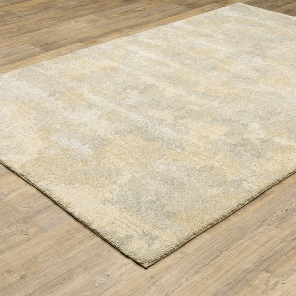 HomeRoots 2' Abstract Power Loom Runner Rug in Grey, Ivory, Beige, and Taupe – Durable, Stain Resistant Design 10' X 13' 508283