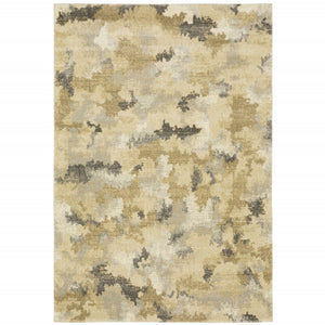 HomeRoots 2' Abstract Power Loom Runner Rug in Grey, Ivory, Beige, and Taupe – Durable, Stain Resistant Design 5' X 8' 508286