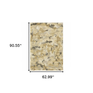 HomeRoots 2' Abstract Power Loom Runner Rug in Grey, Ivory, Beige, and Taupe – Durable, Stain Resistant Design 5' X 8' 508286