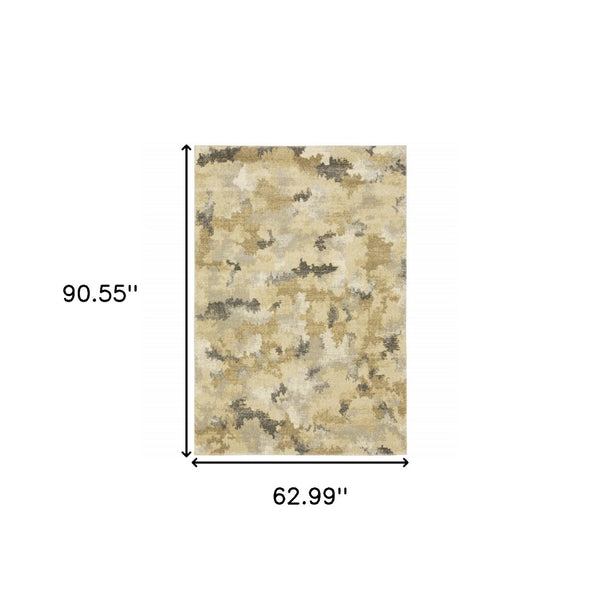 HomeRoots 2' Abstract Power Loom Runner Rug in Grey, Ivory, Beige, and Taupe – Durable, Stain Resistant Design 5' X 8' 508286
